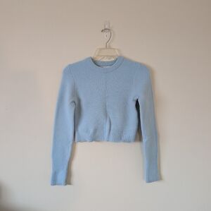 Zara Cropped Baby Blue Knit Sweater Size Small